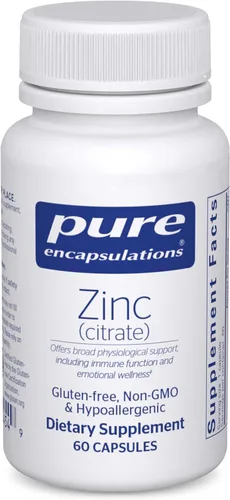 Pure Encapsulations Zinc (citrato) - para el sistema inmunológico, el desarrollo de tejidos y el metabolismo* - Suplemento mineral con enzimas -