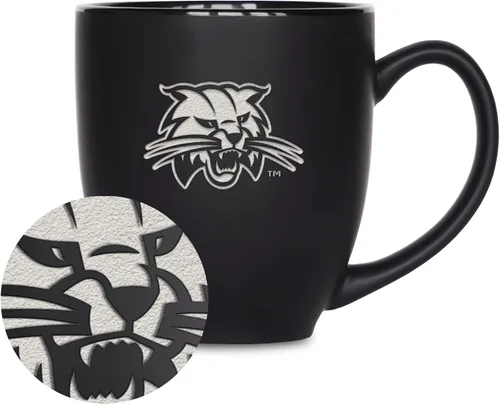 Miniatura 372 de Rico Industries - Taza de cerámica mate negra con grabado láser estándar de 15oz para NCAA (escuelas T & U) - Para bebidas calientes o frías