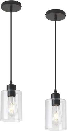Moderna lámpara colgante cilíndrica de cristal transparente de granja, luces de isla para cocina, mini iluminación colgante para decoración de isla