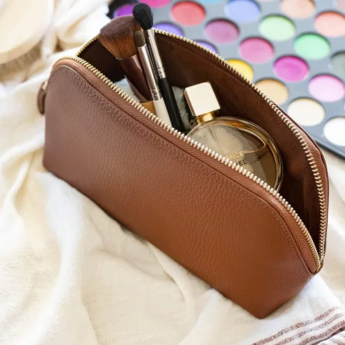 Miniatura 5 de Londo Bolsa de maquillaje de cuero genuino bolsa cosmética organizador de viaje embrague de artículos de tocador