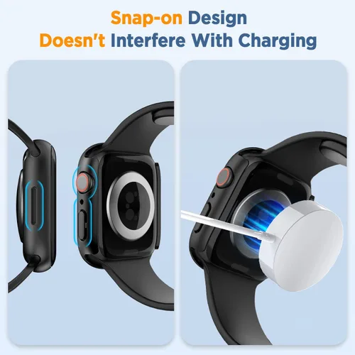 Miniatura 4 de Paquete de 2 fundas curvadas 3D para Apple Watch Series 7, protector de pantalla de vidrio templado de 1.614 in para iWatch cubierta completa