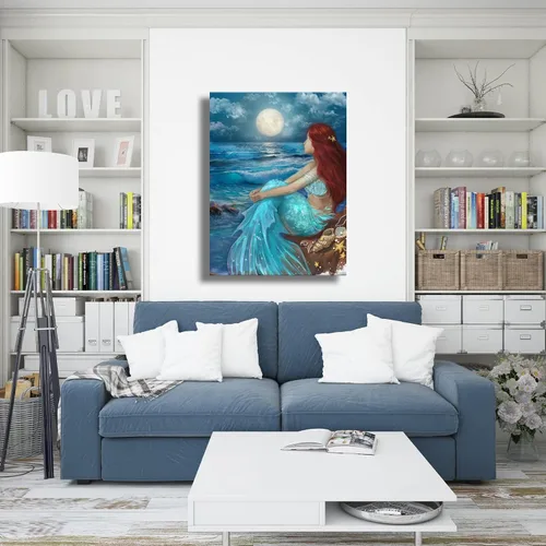 Miniatura 2 de SDYA Lienzo abstracto para pared, decoración de pared gris y azul, pintura moderna de lienzo de 20 x 40 x 3 p, decoración para dormitorio, oficina