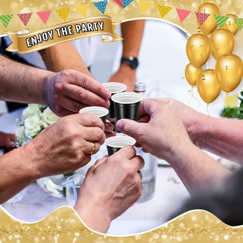 Miniatura 4 de Roshtia Paquete de 100 vasos de plástico de 2 onzas, mini vasos de chupito desechables de graduación de 2 onzas para fiesta de graduación, boda