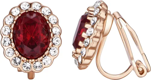 Miniatura 21 de Yoursfs Austria - Aretes de clip de cristal para mujer, chapados en oro de 18 quilates, joyería de moda con halo de circonita cúbica, aretes sin