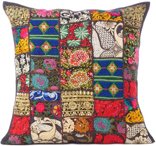 Funda de cojín decorativa bohemia con retazos, colorida funda de cojín bohemia para sofá, decoración hecha a mano para dormitorio, sala de estar