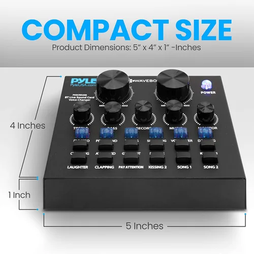Miniatura 2 de Pyle Mini mezclador de podcast de audio Bluetooth - Transmisión en vivo para computadora de PC, iPhone, cambiador de voz, tarjeta de sonido V8