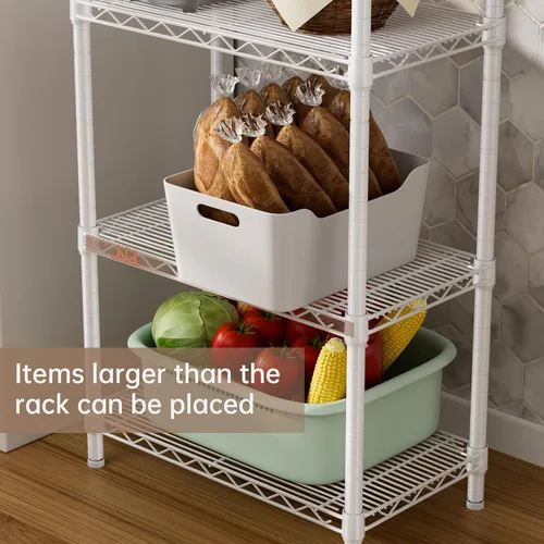 Miniatura 8 de SINGAYE 5 estantes pequeños de alambre para cocina, despensa, cerca de la casa, organizadores y almacenamiento, estante para baño, sala de Blanco