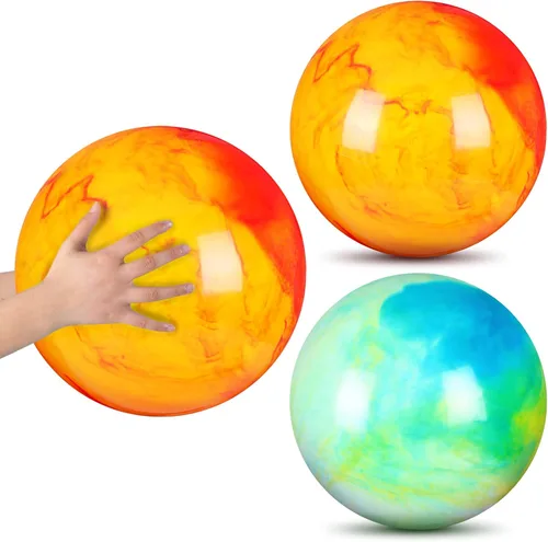 Deekin 2 Pcs 15 Pulgadas 18 Pulgadas Bolas Rebotantes Marmolizadas Grandes Inflables de Goma Sensorial para Patio de Recreo al Aire Libre con Agua