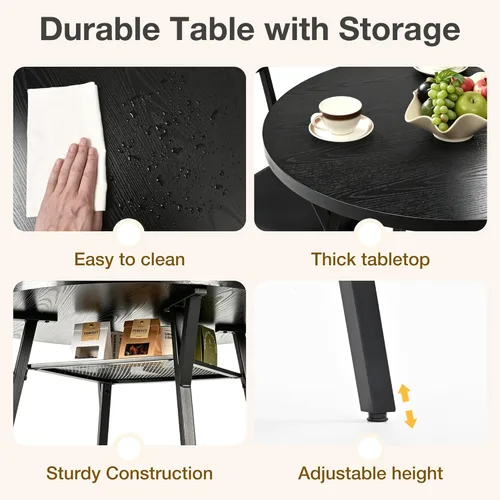Miniatura 6 de Pamapic Juego de mesa de comedor redonda para 4, mesa de cocina y sillas para 4, mesa de pedestal circular de comedor, marco de metal sólido, ahorro