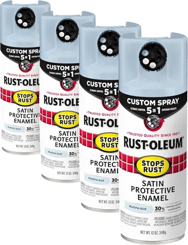 Miniatura 24 de Rust-Oleum 376855 - Pintura en aerosol antióxido personalizada 5 en 1, 12 onzas, color negro mate, (paquete de 1)