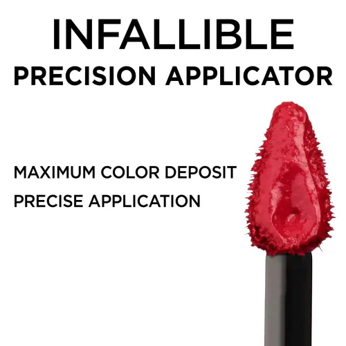 Miniatura 6 de L'Oreal Paris Maquillaje Infallible Brillo labial hidratante de 8 horas, Fiery, 0.21 onzas líquidas