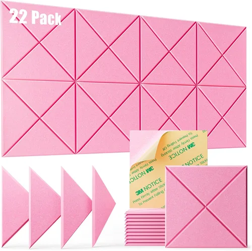 Miniatura 44 de Paquete de 22 paneles acústicos autoadhesivos, 12"X 12"X 0.4" paneles de espuma insonorizante, paneles de pared insonorizados de alta densidad
