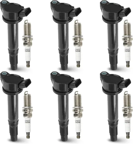 Paquete de 6 bobinas de encendido con 6 bujías de iridio compatibles con Toyota Avalon Camry Highlander RAV4 Sienna Venza Lexus IS350 ES350 RX450h