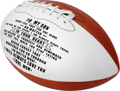 Miniatura 2 de KWOOD Balón de fútbol personalizado y grabado para hijo, de cuero para interior/exterior con bomba y bolsa de transporte, regalo de Navidad, a hijo