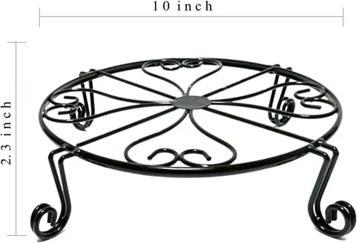 Miniatura 5 de NSYOOMH Paquete de 2 soportes de metal negro inoxidable de 10 pulgadas y 12 pulgadas para plantas resistentes al aire libre en interiores, soporte