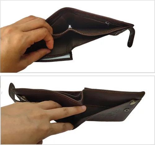 Miniatura 104 de Hombres Cool Eagle Wolf Caballo Totem Cuero Vaca Vertical Cartera Cremallera Multi-tarjeta Titular, Tótem de caballo, Minimalista