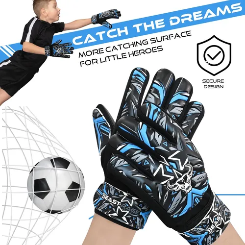 Miniatura 4 de BEAST RAGE Guantes de portero de fútbol, guantes de portero para niños y jóvenes, guantes de portero de fútbol con agarre fuerte, soporte de muñeca