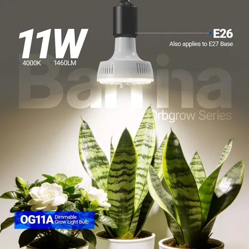 Miniatura 3 de Barrina Orbgrow OG11A - Bombillas de cultivo para plantas de interior, atenuación y sincronización integradas, 4000K 11W (equivalente a 100 W)