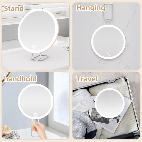 Miniatura 3 de Espejo de Aumento 20X con Luz, Espejo Grande de 6 Pulgadas con Aumento Iluminado 20X con 3 Ventosas y Soporte de Mesa 360°, Espejo de Tocador de 20x