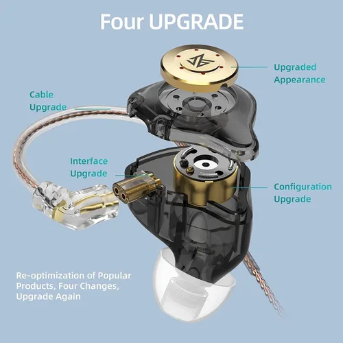 Miniatura 2 de KZ EDX PRO - Audífonos intrauditivos IEMs estéreo con graves, audífonos con cable de 3.5mm y cable desmontable de 2 pines, audífonos con aislamiento