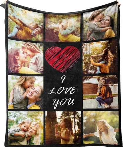 Miniatura 13 de D-Story Manta personalizada con foto, entrega al día siguiente, hecha en EUA, Manta de collage personalizada, haz una manta personalizada