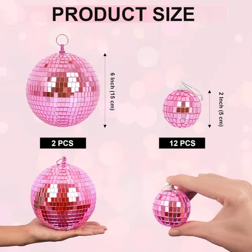 Miniatura 3 de Paquete de 14 bolas de espejo, adornos de bola de disco colgantes para DJ, escenario, club, boda, vacaciones, decoración de fiesta, hogar, 6