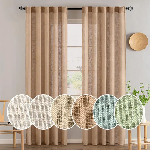 Miniatura 12 de MIULEE Cortinas de lino blanco de 108 pulgadas de largo para dormitorio, sala de estar, cortinas de ventana con textura de lino suave y grueso, Lino
