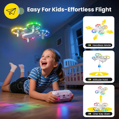 Miniatura 3 de Holy Stone HS180 Drone para niños, dron para principiantes, 3 baterías, fácil de volar, inicio de una tecla, retención de altitud, giros 3D, mosca