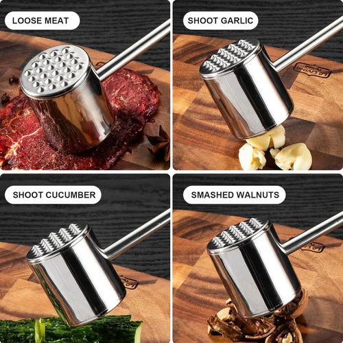Miniatura 6 de Ablandador de carne 304 de acero inoxidable pesado martillo de carne y herramienta de aguja de ablandamiento de carne de mano puede ablandar