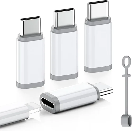 LERTOSEN Paquete de 4 adaptadores Lightning a USB C, carga rápida y sincronización de datos para iPhone 15/16/17 Pro/Pro Max, accesorio adaptador de