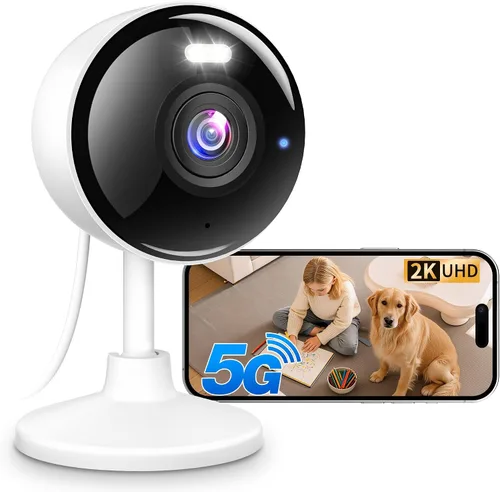 Cámaras 2K para seguridad del hogar, cámara de seguridad WiFi 5G y 2.4G para interiores y exteriores, para bebé, mascota, perro, gato, niñera, audio