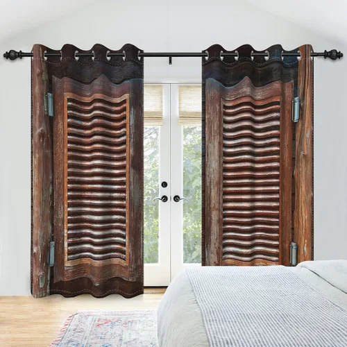 Miniatura 24 de Cortinas rústicas para ventana de puerta de granero, puerta de madera gris, puerta de garaje, tratamiento de ventana para sala de estar, dormitorio