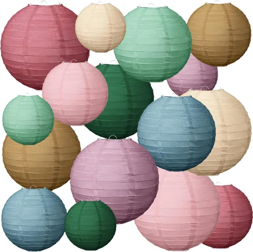 Glooglitter 16 linternas de papel colgantes bohemias para decoración de fiesta de regreso a la escuela, 4, 6, 8, 10 pulgadas, coloridas linternas