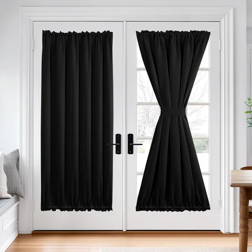 Miniatura 120 de Cortina térmica para puerta con bolsillo para barra, opacas, tratamiento de ventanas con ojales y ojales Deconovo 1 panel
