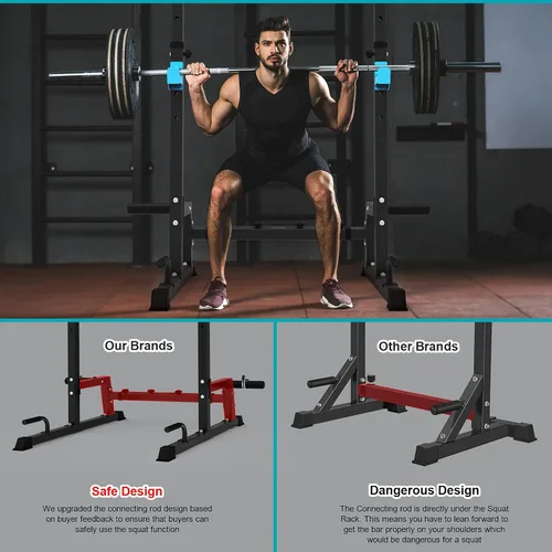 Miniatura 6 de JX FITNESS Estante para sentadillas, estante de barra, estante de prensa de banco push up multifunción levantamiento de pesas gimnasio/gimnasio