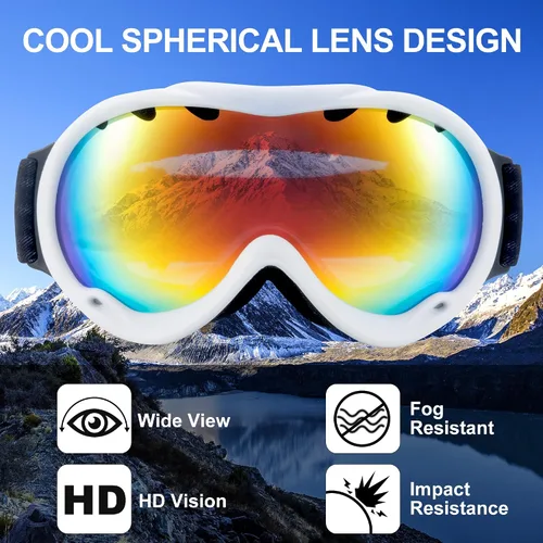 Miniatura 2 de RABIGALA Gafas de esquí de nieve/snowboard para hombres, mujeres, adultos, jóvenes, motos de nieve, esquí, patinaje, 100% protección UV, antivaho