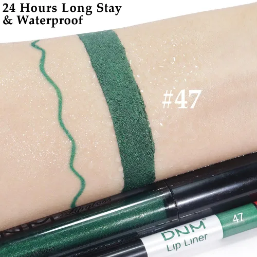 Miniatura 3 de evpct 2 Piezas Lápiz Labial Líquido Verde Esmeralda con Brillo Glitter, Brillo Labial Tinte y Delineador de Labios Retráctil, Set de Maquillaje