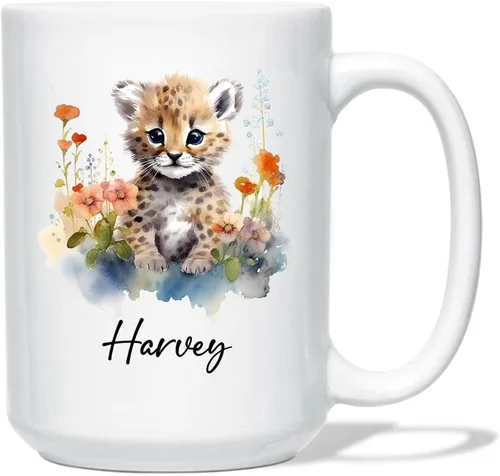 Miniatura 24 de Taza de café de bisonte personalizada de 11 onzas y 15 onzas, taza de té blanca de bisonte bebé, regalos para niñas, niños, niñas, niños, mejores