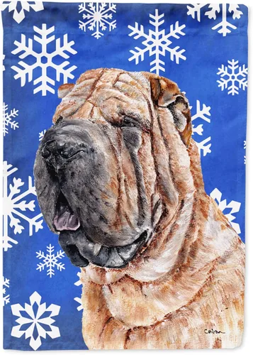 Miniatura 15 de Caroline's Treasures SC9374GF Bulldog English Snow flakes Holiday Garden Flag Buzón Bandera decorativa para patio exterior, patio, obras de arte