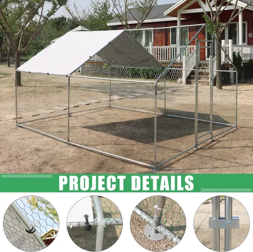 Miniatura 3 de NUGRIART Jaula grande de metal para gallinas, jaula de aves de corral, jaula de patos, casa con cubierta impermeable y anti-UV, galvanizada, jaula