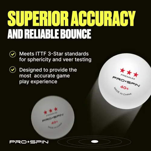 Miniatura 5 de PRO-SPIN Pelotas de ping pong - Pelotas de tenis de mesa blancas premium de 3 estrellas Calidad profesional de alto rendimiento ABS 40+