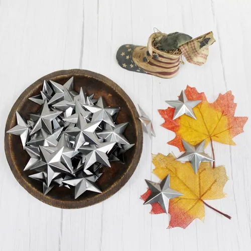 Miniatura 2 de ARTGIFTHOU Decoración de estrellas plateadas galvanizadas. Estrella de granero de metal pequeña primitiva para manualidades, detalles decorativos