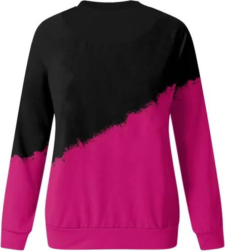 Miniatura 3 de Camisetas de otoño para mujer, color degradado, de manga larga, cuello redondo, a la moda, sexy, para otoño