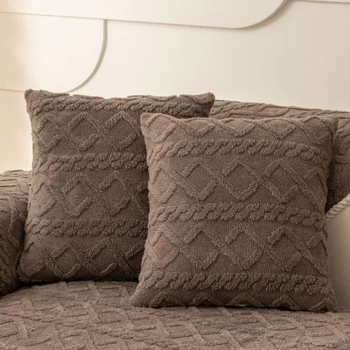 Miniatura 21 de vctops Fundas de sofá de jacquard geométrico de lujo para sofá de granja, funda neutra antideslizante para sofá seccional, funda suave y cálida