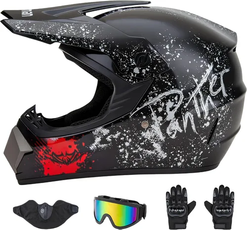 CARTMAN Casco para adultos de bicicleta de tierra, casco de motocicleta de cara completa aprobado por el DOT, mate negro y amarillo para motocross,