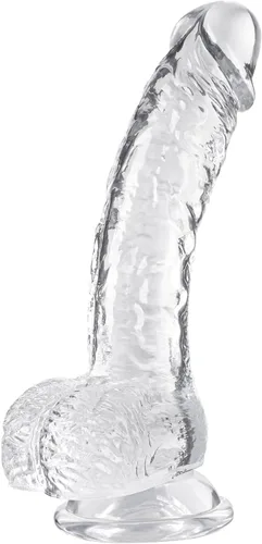 Consolador realista transparente de 7.3 pulgadas, se siente como la piel, material seguro para el cuerpo, con copa de succión fuerte para jugar con