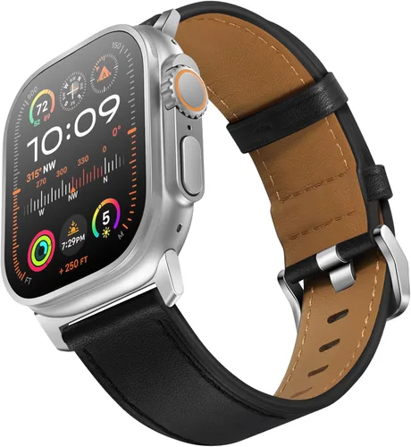 Miniatura 28 de UUPWPOKT - Correa de cuero compatible con Apple Watch Ultra 3/2/1 de 49/46/45/44/42 mm, correa de cuero genuino para iWatch Ultra Series 11 10 9 8 7