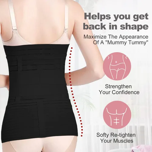 Miniatura 5 de 3 In 1 Postpartum Belly Band Wrap - Abdominal Binder Post Surgery C Section Compression Girdle Belt