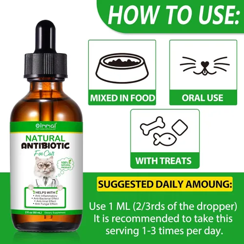 Miniatura 6 de Antibióticos para gatos, antibióticos para inyecciones para gatos, antibiótico natural para gatos para alivio inmune y de alergias, alivio