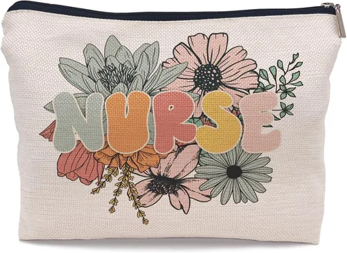 Miniatura 7 de Bolsa de maquillaje para enfermera, color negro, divertido regalo de agradecimiento para enfermera, pequeña bolsa de cosméticos para bolso, HSXL11-10